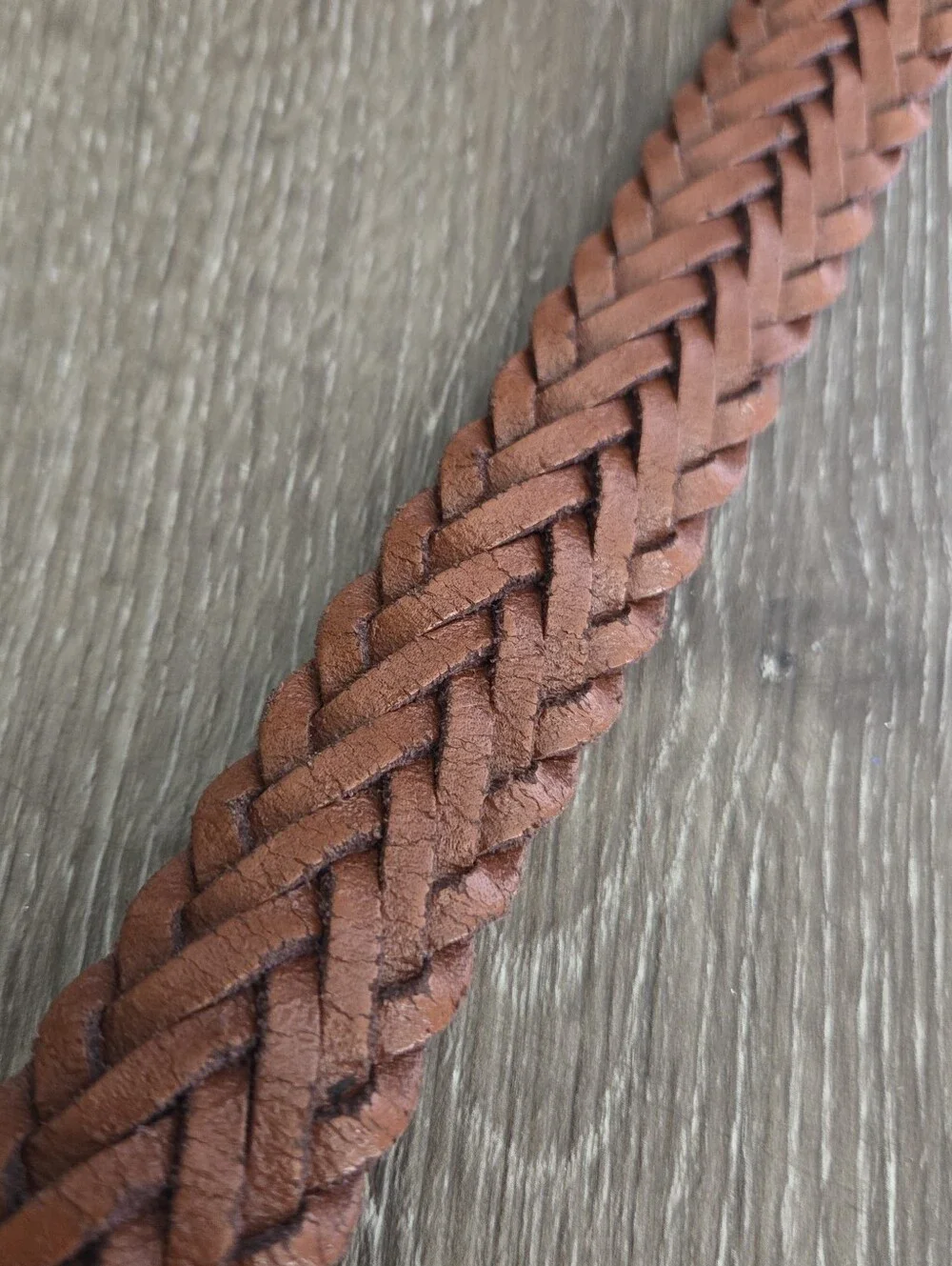 Brown Braided Leather Belt - 32